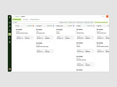 Construction management app - Billing Kanban app billing construction design desktop kanban osedea ui ux