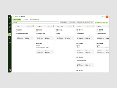 Construction management app - Billing Kanban app billing construction design desktop kanban osedea ui ux