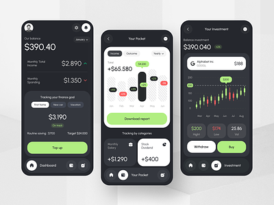 Folio - Finance Management App app bank app banking chart financeapp financialapp fintech income investment ios app minimalist mobile app online banking oww payment stocks trading transaction uidesign wallet