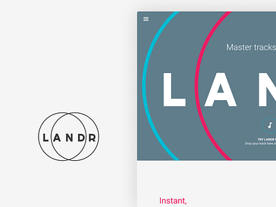 LANDR + Material google material music onepage ui website