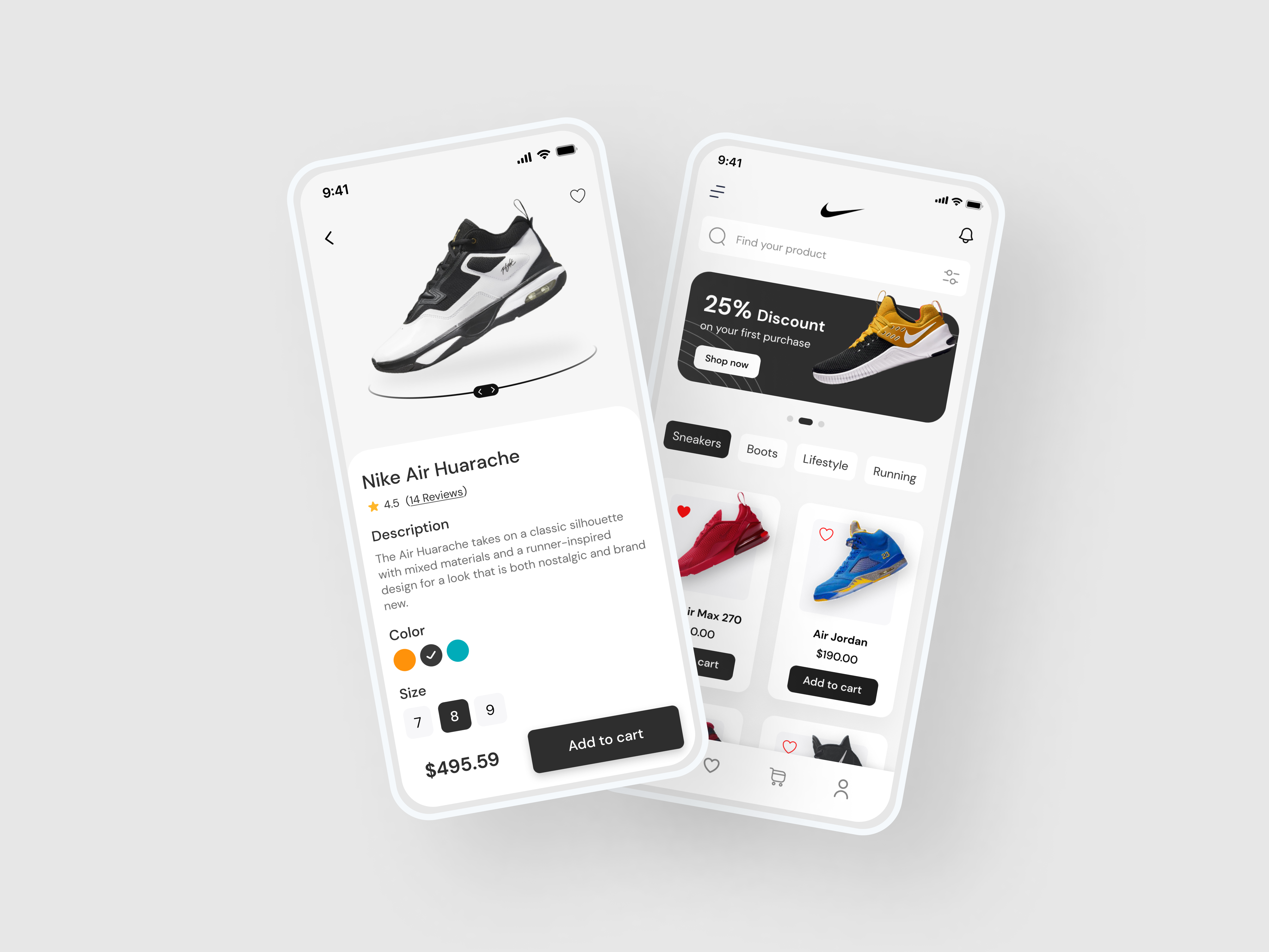 Shoes App UI Design app design clean design e ecommerce minimal mobile app design mobile design nike nike app nike shoe app popular shoe app shoe store shoes shoes app shoes app ui design shoes store shopping app trendy ui design