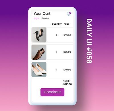 Daily UI #058- Shopping Cart app design ui ux