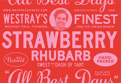 Westray's Finest Strawberry Rhubarb Label art direction design graphic design ice cream packaging packaging design