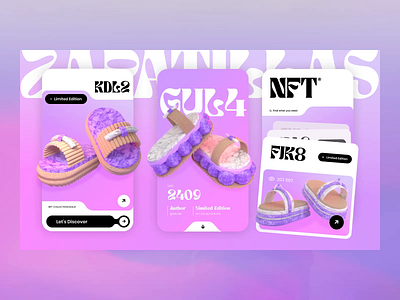 Exploration 0.6 3d axelle concept design graphic design interaction mobile nft pasquier pink purple shoes ui ux