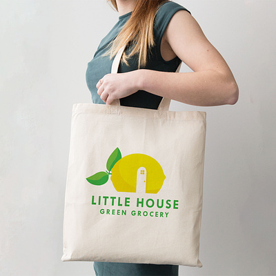 Little House Green Grocery Lemon Tote branding graphic design illustration logo logo design tote bag