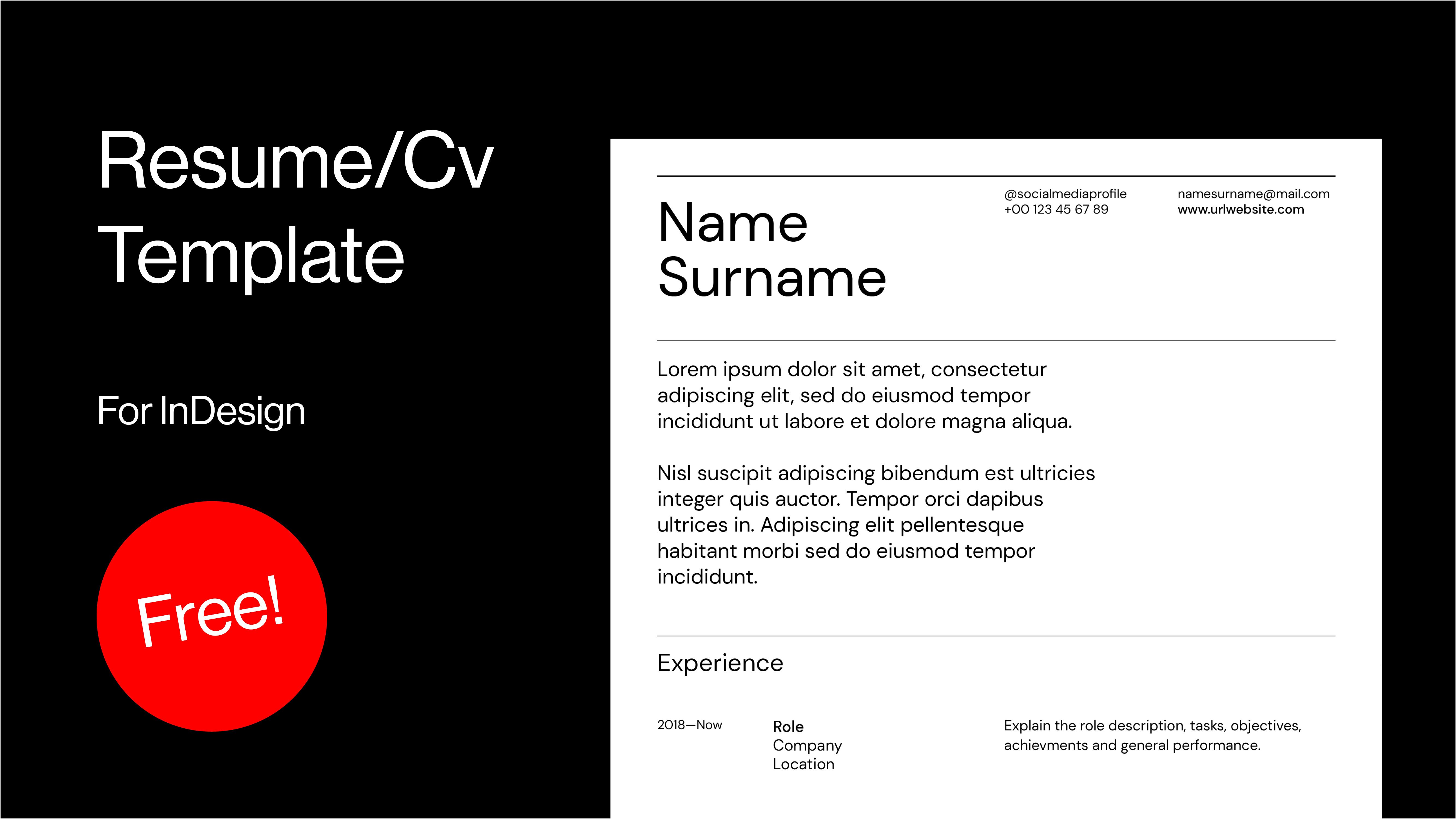 Resume/CV Free template curriculum cv free freebie indesign resume template