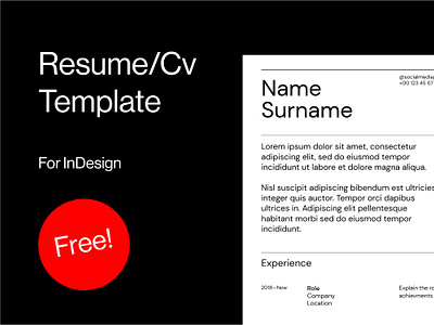 Resume/CV Free template curriculum cv free freebie indesign resume template