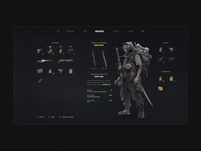 Inventory | Survival Game game game ui gaming immersive inventory ui uxdesign