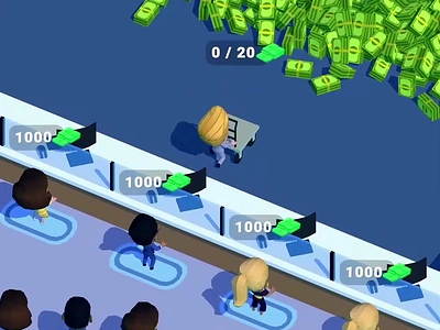 Money pile collector 3d animation game hypercasual mobile motion graphics puzzle