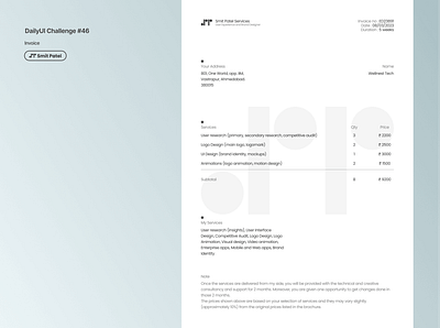 Daily UI #46 Invoice branding dailyui design figma invoice minimal ui ux