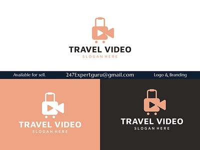 Suitcase logo design template with video button design travel 3d animation branding graphic design logo motion graphics vector logo design