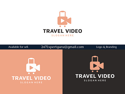 Suitcase logo design template with video button design travel 3d animation branding graphic design logo motion graphics vector logo design