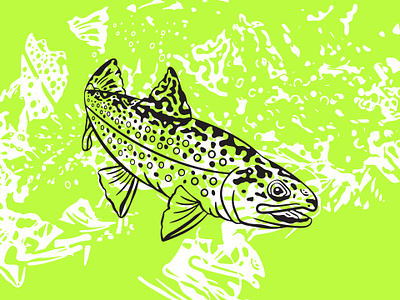 Chartreuse Brookie black brook brown camp design fish flyfishing hike illustration ink outdoorm pattern rainbow spots trout wild