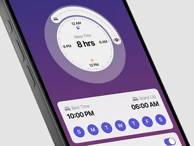 Sleep Schedule Setup alarm clock app bed time clean ui clock gradient ios minimal ui sleep sleep cycle sleep schedule sleep setting sleep time ui uiux ux wake up