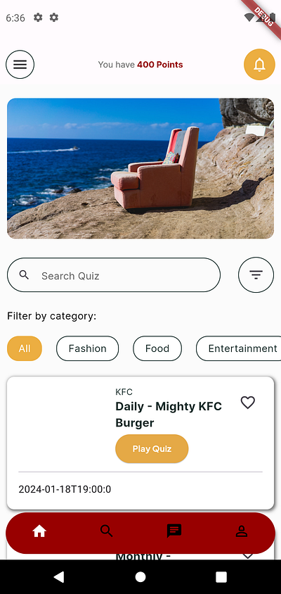Winfinity - Quiz App app design flutter ui