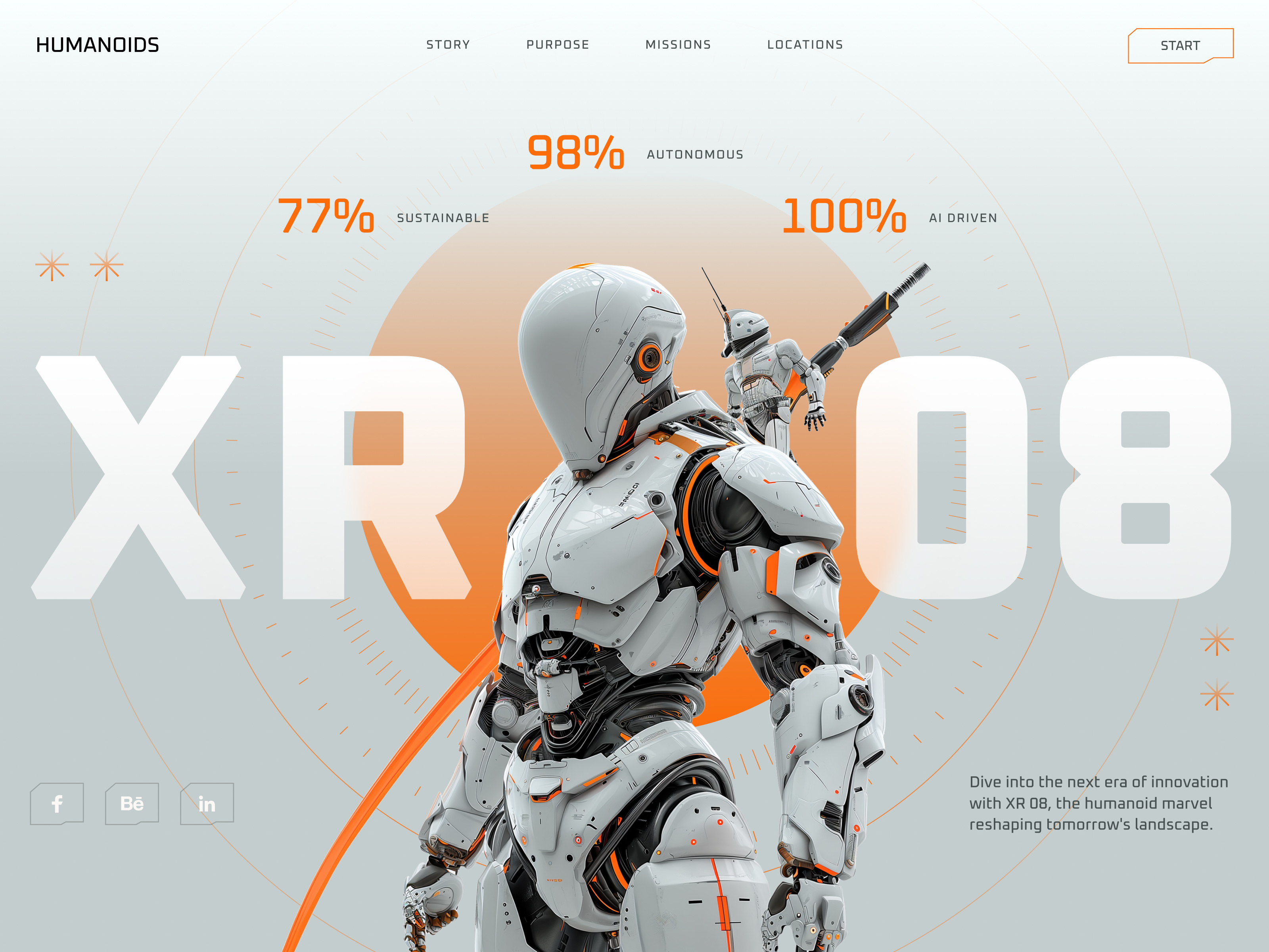 AI-Driven Humanoids Website ai ai website design futuristic hero humanoid ui ui animation ux web design