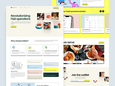 SaaS website design for Tables branding design ui web design website