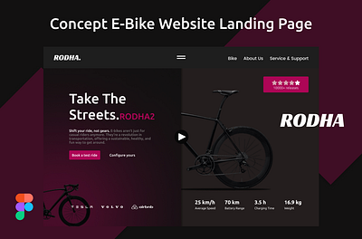 Concept E-Bike Website Landing Page RODHA ebike ui uiux webdesign websitedesign