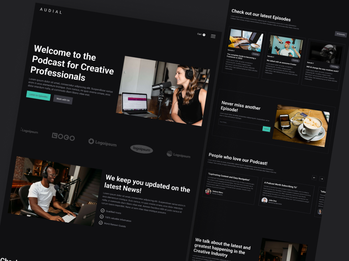 Audial Podcast Website by Ux Prime on Dribbble