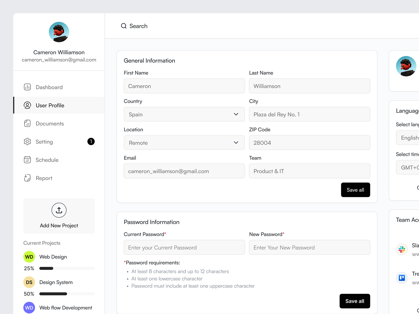User Profile Dashboard UI Web App Design Concept by Abell Vo ⌘ on Dribbble