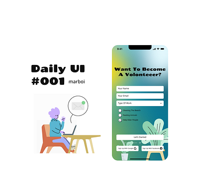 #DailyUI #001 001 dailyui design fiverr form graphic design mobile app sign up ui ui ux