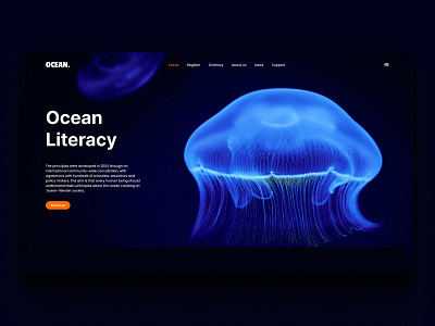 OCEAN Homepage Design design figma homepage homepage design jellyfish ocean ui uiux web web design website website design