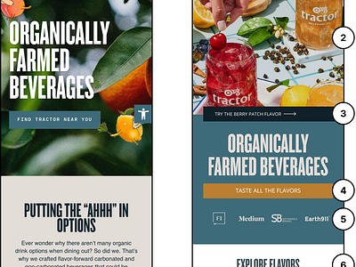 Tractor Beverage Co. | CRO beverage conversion rate optimization cro farm organic tractor ui ux web design website