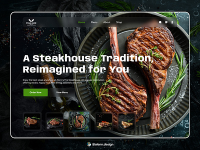 Steakhouse Shop Website Hero Banner - @alenn.design app concept design app dribbble post eat food grill ios landing page minimal restaurant steak house steakhouse ui ui website ux web website website concept work