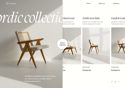 Cozy Dane - Nordic Chair Website bold chair clean ecommerce furniture landing page logo minimal nordic scandanavian seat shop typography ui web design website