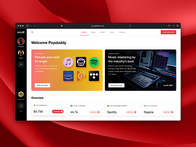 Gojë Distro dashboard design graphic design music product design ui ux