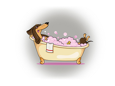 Dachshund in bathroom dachshund in bathroom ванна илюстрация пена собака