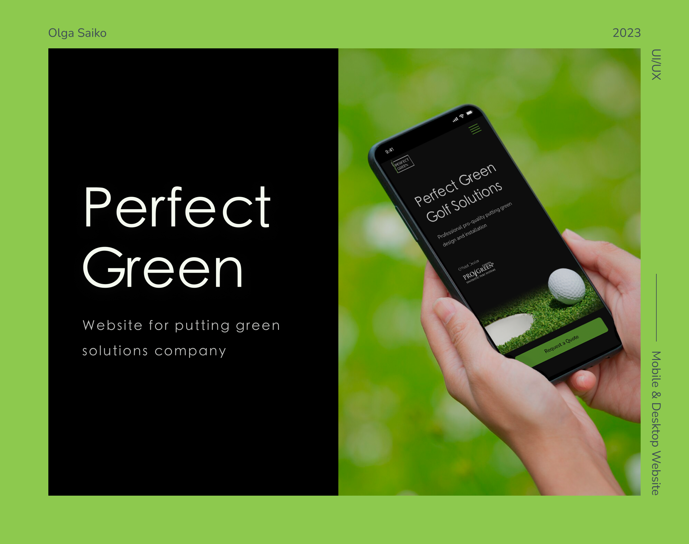 Example of Putting Green company website | UI/UX
