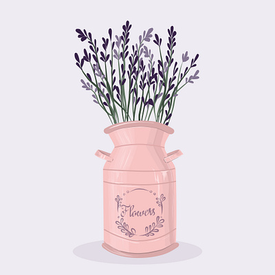 Vector illustration of lavender in a metal bidon adobe illustrator digital art digital drawing drawing illustration lavender vector