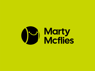 Marty Mcflies Logo Concept ball black branding cartoon cute design face geometric graphic design green icon illustrated logo minimal minimalism music positive simple symbol vector