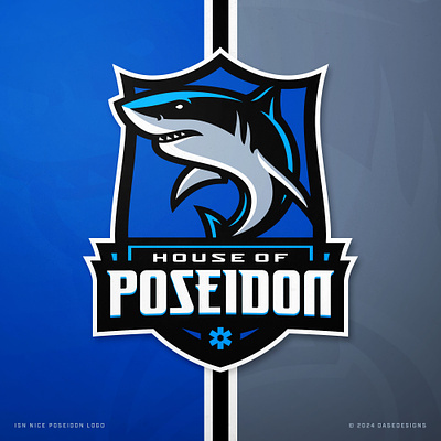 Shark Sports Logo | ISN Nice House of Poseidon branding design esports france illustration isn mascot logo nice poseidon shark shark design sharks sports sports logo