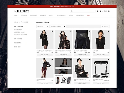 Daily UI #044 - Favorites e commerce ecommerce favorites ui website wishlist