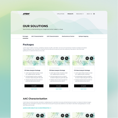 Our solutions product page for biotech company biotech branding design figma lab product science solutions ui webpage