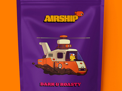 Airship Dark & Roasty adobe illustrator branding coffee design illustration packaging retro