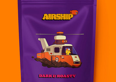 Airship Dark & Roasty adobe illustrator branding coffee design illustration packaging retro