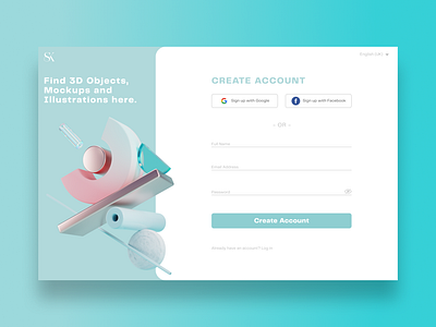 Signup page mockup ui