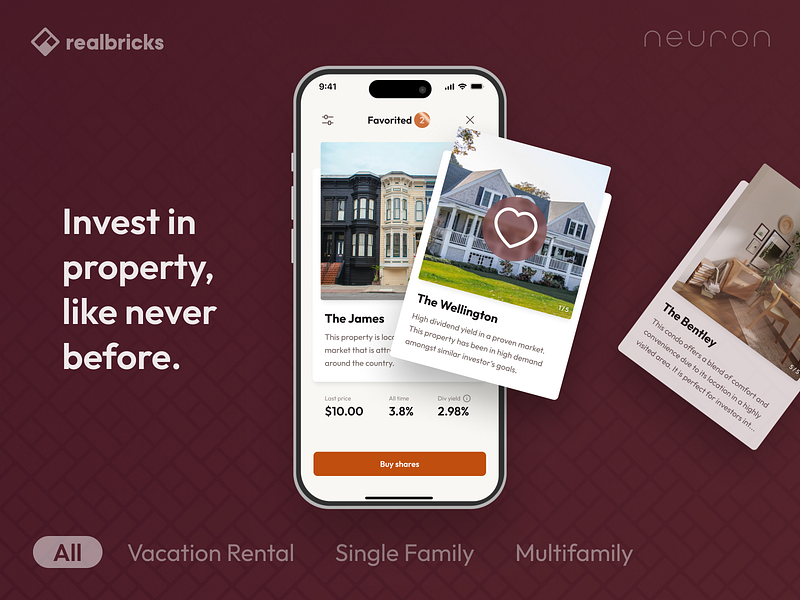 Realbricks - UX/UI Design branding design fintech illustration interface investing logo mobile app neuron product design ui ux ux design web app