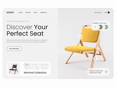 Furniture - Marketplace Landing Page business chair clean collection design ecommerce furniture interface landingpage marketplace marketplace website minimal online shop online store shop store ui web web design website