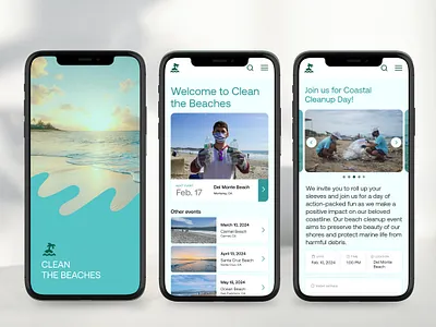 Clean the beaches app mobile app ui user interface design