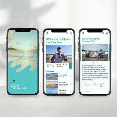 Clean the beaches app mobile app ui user interface design