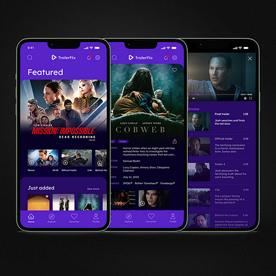 Movie trailer app design animation logo mobile app motion graphics ui user interface design uxui