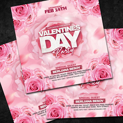 Valentines Day Party Flyer flyer heart instagram love party psd vday