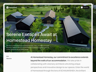 Homestead - Homestay Website agency airbnb apartment architecture clean design home homestay website minimalism property property website real estate real estate website reent sell travel website ui ui design uiux web design website