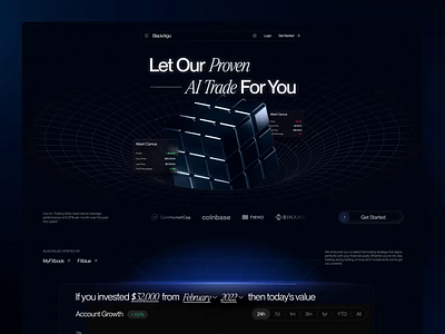 Black Algo Landing Page Design 3d animation branding graphic design logo motion graphics ui