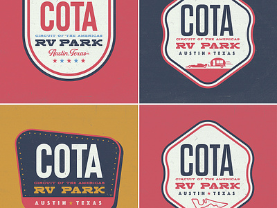 Circuit of the Americas RV Park Logo Concepts | Austin, Texas badge branding camping cota logo patch racetrack rv texas