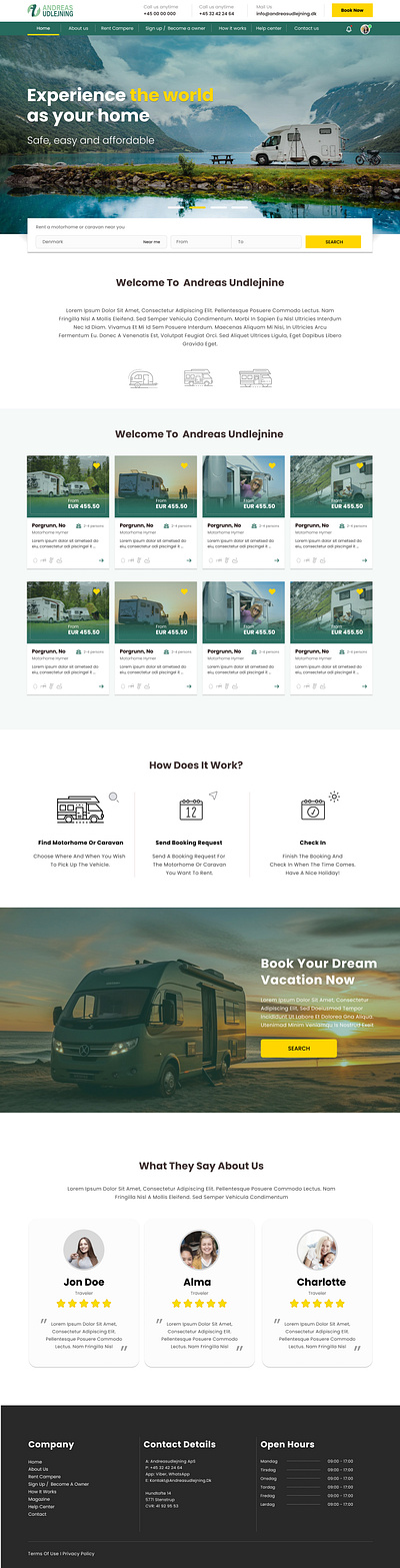 Biggest rental campers Web site in Denmark figma web design graphic design interface design landing page design logo ui ui ux web design